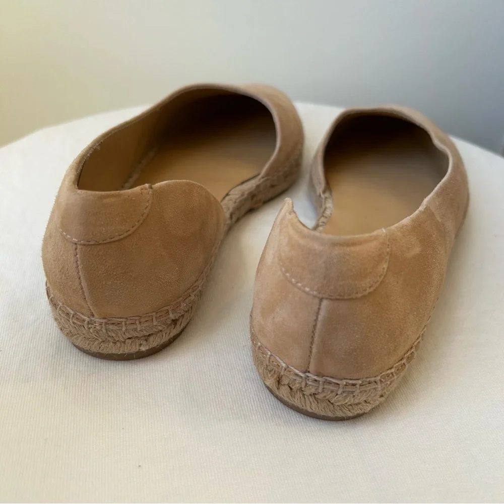 VINCE Suede Pointed Espadrille Tita Flats - Beige 7.5